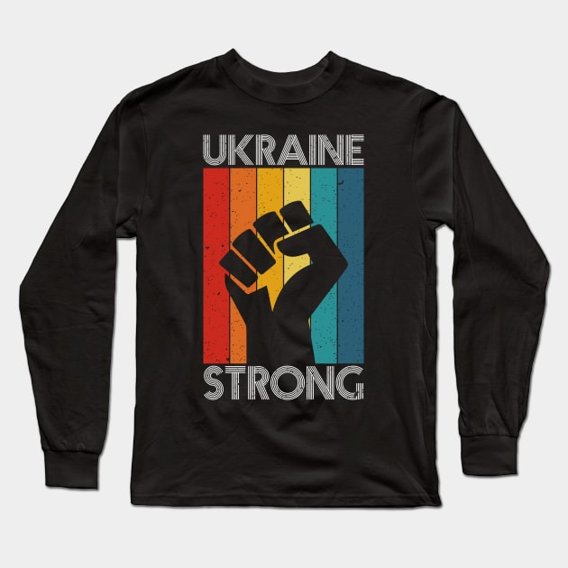 Ukraine Strong Retro Vintage Flag Long Sleeve T-Shirt by Teeartspace